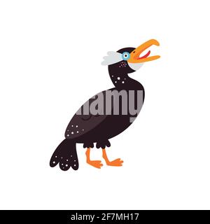 Illustration vectorielle sur fond blanc, oiseau cormorant. Illustration de Vecteur