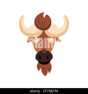 Icône bison. Illustration vectorielle du bison américain, debout dans le profil, dans un style plat tendance. Isolé sur blanc. Illustration de Vecteur