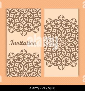 Mandala carte d'invitation design.modèle de carte florale design.carte d'invitation à la date ornée. Illustration de Vecteur