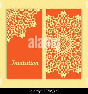 Mandala carte d'invitation design.modèle de carte florale design.carte d'invitation à la date ornée. Illustration de Vecteur