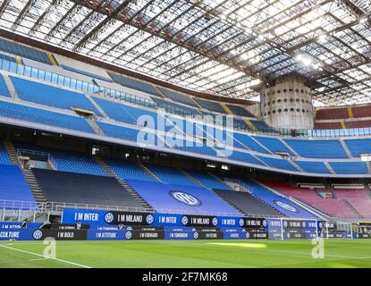 Nouvelle marque IMINTER lors du championnat italien Serie UN match de football entre le FC Internazionale et l'US Sassuolo le 7 avril 2021 au stade Giuseppe Meazza à Milan, Italie - photo Fabrizio Carabelli / Fabrizio Carabelli Images / DPPI Banque D'Images