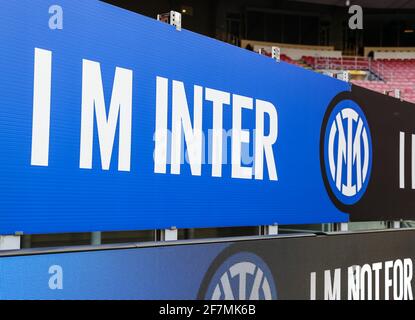 Nouvelle marque IMINTER lors du championnat italien Serie UN match de football entre le FC Internazionale et l'US Sassuolo le 7 avril 2021 au stade Giuseppe Meazza à Milan, Italie - photo Fabrizio Carabelli / Fabrizio Carabelli Images / DPPI Banque D'Images