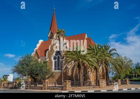 WINDHOEK, NAMIBIE - JANVIER 19. 2021: L'église du Christ ou Christuskirche est un monument historique et une église luthérienne à Windhoek, Namibie Banque D'Images