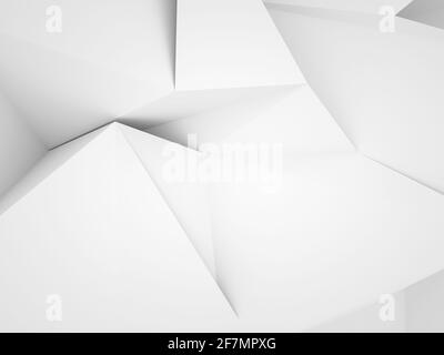Arrière-plan abstrait blanc bas-poly, motif triangulaire chaotique, illustration de rendu 3d Banque D'Images