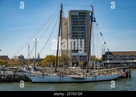 Bateau à voile amarré à la marina près du port de Charleston. Banque D'Images