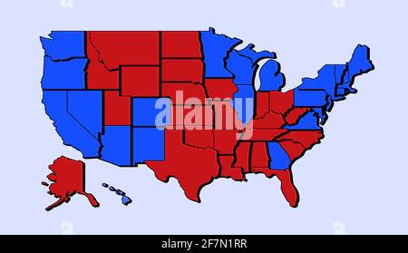 CARTE DE l'État DES ÉTATS-UNIS. Illustration vectorielle élection présidentielle 2020 Résultats finaux sur la carte des États-Unis. Election présidentielle chaque état vote électoral américain sh Illustration de Vecteur