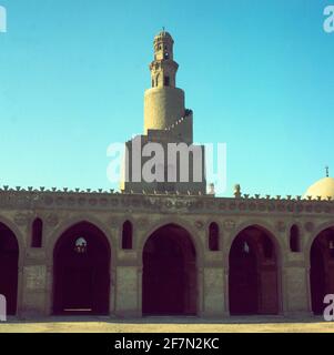 ALMINAR CONSTRUIDO A FINALES DEL SIGLO XIII LIEU: MEZQUITA DE AHMED IBN TULUN. KAIRO. ÉGYPTE. Banque D'Images