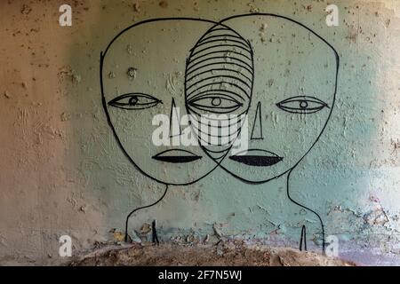 graffiti Under Bridge Boulevard Overpass, Albuquerque, Nouveau-Mexique Banque D'Images