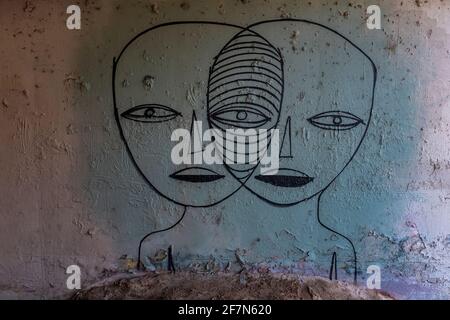 graffiti Under Bridge Boulevard Overpass, Albuquerque, Nouveau-Mexique Banque D'Images
