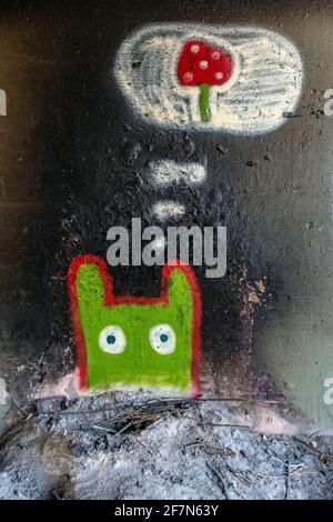 graffiti Under Bridge Boulevard Overpass, Albuquerque, Nouveau-Mexique Banque D'Images
