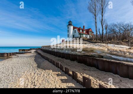 Phare de point Betsie près de Frankfort, Michigan, situé le long du lac Michigan, États-Unis Banque D'Images