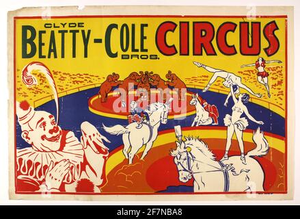 Une affiche de cirque vintage pour Clyde Beatty Cole Brothers Circus Banque D'Images