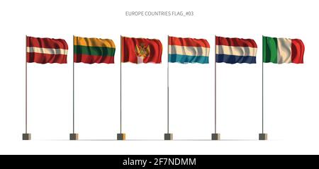 Drapeau de l'Europe. Pays européens drapeau série 3D illustration vecteur. Illustration de Vecteur