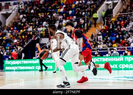 Moscou, Russie. 08 avril 2021. Norris Cole, #30 de LDLC Asvel Villeurbanne joue contre CSKA Moscou lors de la Turkish Airlines EuroLeague Round 34 de la saison 2020-2021 à Megasport Arena. (Note finale; CSKA Moscou 88:70 LDLC Asvel Villeurbanne). (Photo de Nicholas Muller/SOPA Images/Sipa USA) crédit: SIPA USA/Alay Live News Banque D'Images