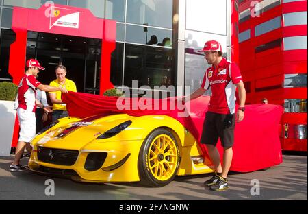 Monza, Italie - 09 septembre 2012 : Championnat du monde de Formule 1 de la FIA à l'Autodromo Nazionale di Monza avec Benjamin Treynor Sloss (USA) Vice-président Google avec une Ferrari 512. Scuderia Ferrari, Felipe Massa, Fernando Alonso, Directeur, | utilisation dans le monde entier Banque D'Images