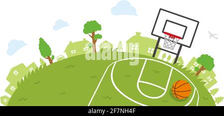 Illustration vectorielle de fond paysage semi-circulaire ( terrain de basket-ball ) Illustration de Vecteur