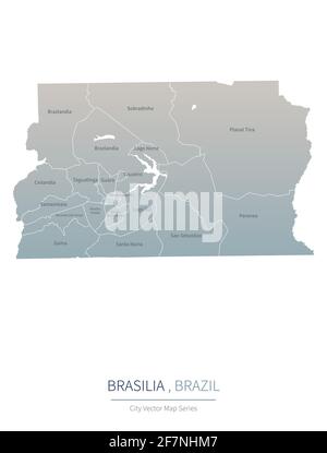 Brasiila carte. Carte vectorielle de la grande ville du Brésil. Illustration de Vecteur
