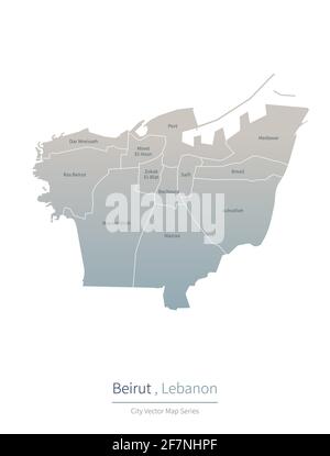 Beyrouth carte. Carte vectorielle de la grande ville du liban. Illustration de Vecteur