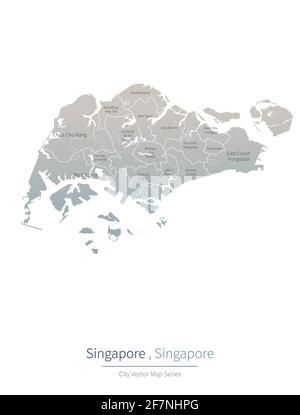 Carte de la ville de Singapour. Carte vectorielle de la grande ville de singapour. Illustration de Vecteur