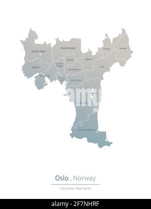 Carte d'Oslo. Carte vectorielle de la grande ville de Norvège. Illustration de Vecteur