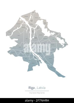 Riga carte. Carte vectorielle de la grande ville de Lettonie. Illustration de Vecteur