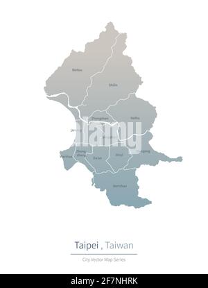 Taipei Map. Carte vectorielle de la grande ville de Taïwan. Illustration de Vecteur