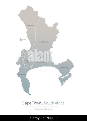 carte de capetown. Carte vectorielle de la grande ville d'afrique du Sud. Illustration de Vecteur