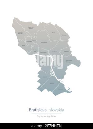 Bratislava carte. Carte vectorielle de la grande ville de Slovaquie. Illustration de Vecteur