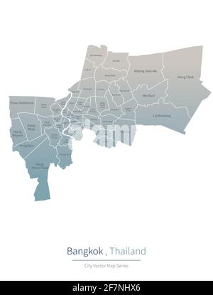 Carte de Bangkok. Carte vectorielle de la grande ville de Thaïlande. Illustration de Vecteur