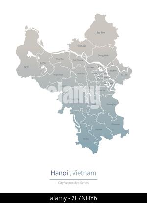 Carte de Hanoï. Carte vectorielle de la grande ville du Vietnam. Illustration de Vecteur