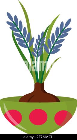 Bol en céramique avec fleurs fraîches. Fleurs bulbeuses illustration décorative. Illustration de Vecteur