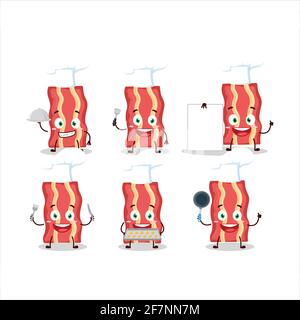 Personnage de dessin animé de bacon avec diverses émoticônes de chef. Illustration vectorielle Illustration de Vecteur