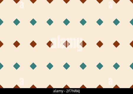 Petit losange bleu sarcelle et brun sur un motif de surface simple à vecteur beige. Pour les articles en papier imprimés personnalisés, la conception de sites Web, la marque, l'emballage, les objets intérieurs Illustration de Vecteur