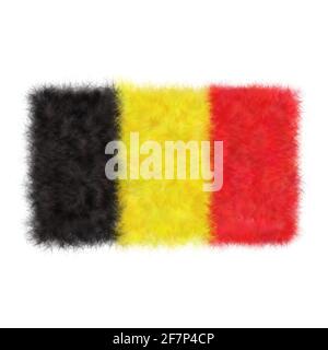 Illustration 3D du drapeau belge réaliste dans le tissu feutre Banque D'Images