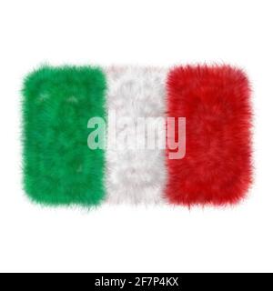 Illustration 3D du drapeau italien réaliste dans le tissu feutre Banque D'Images