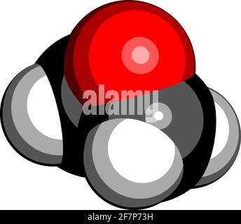 Molécule d'oxyde d'éthylène (oxirane). Les utilisations incluent la stérilisation des dispositifs médicaux et comme précurseur des polymères. Rendu 3D. Les atomes sont représentés par un Illustration de Vecteur