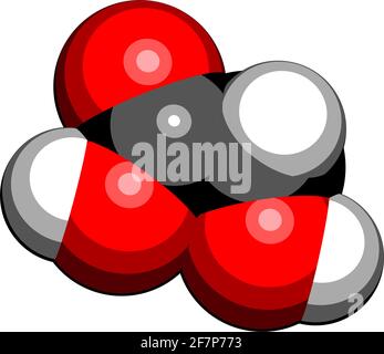 Molécule d'acide glycolique (acide hydroacétique). Rendu 3D. Les atomes sont représentés sous forme de sphères avec un codage couleur conventionnel : hydrogène (blanc), carbone (bl Illustration de Vecteur