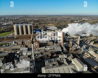 De la vapeur sort de l'usine Silver Spoon de Bury St Edmunds, Suffolk, 21.01.21 Banque D'Images