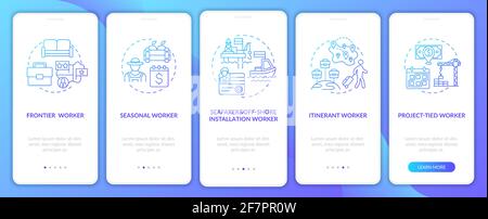 Les travailleurs migrants saisit l'écran de la page d'application mobile d'intégration marine avec concepts Illustration de Vecteur