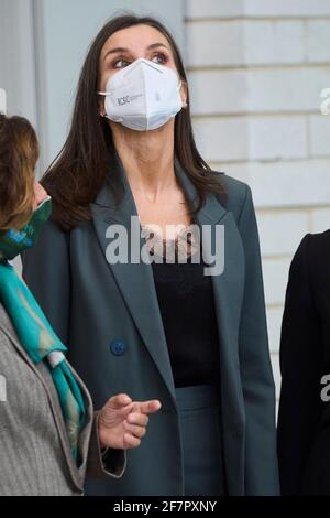 San Agustin de Guadalix, Madrid, Espagne. 9 avril 2021. La reine Letizia d'Espagne assiste à l'ouverture du Centre d'innovation et de formation Iberdrola le 9 avril 2021 à San Agustin de Guadalix, Espagne crédit: Jack Abuin/ZUMA Wire/Alay Live News Banque D'Images