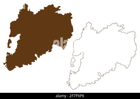 Unterallgau district (République fédérale d'Allemagne, zone rurale Swabia, État libre de Bavière) carte illustration vectorielle, scribble croquis Unterallgau Illustration de Vecteur