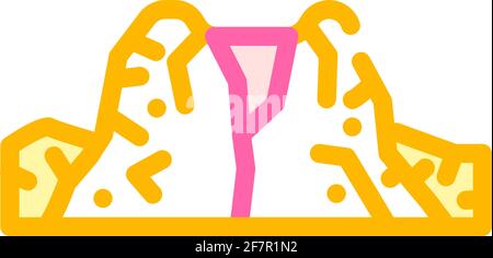 caldera volcano couleur icône vecteur illustration couleur Illustration de Vecteur