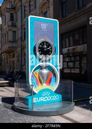 12 juin 2020, Saint-Pétersbourg, Russie; compte à rebours au début du Championnat d'Europe de football 2020, reporté en raison du coronavirus PAN Banque D'Images