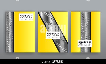 Jeu de modèles futuristes abstraits jaune et argent, motif vectoriel moderne pour la décoration sur le Web et les imprimés, couleurs estivales, luxe minimal Illustration de Vecteur