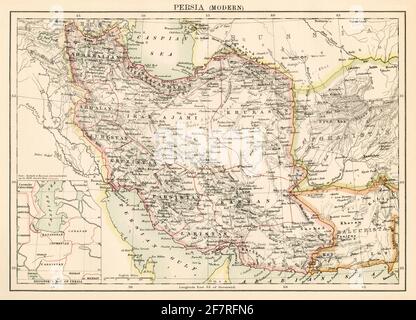 Carte de Perse (Iran), 1870. Lithographie de couleur Banque D'Images