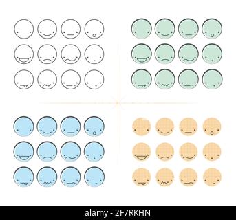 Émoticônes vintage. Plusieurs couleurs. Illustration vectorielle, conception plate Illustration de Vecteur
