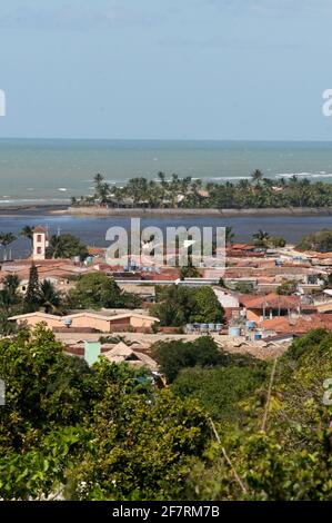 Porto Seguro, Bahia / Brésil - 7 juillet 2008 : vue aérienne de la ville de Porto Seguro dans le sud de la Bahia. *** Légende locale *** Banque D'Images