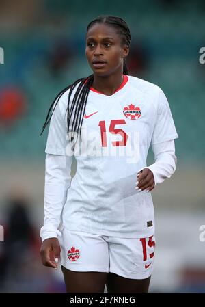 Le Prince Nichelle du Canada pendant le match amical international des femmes au stade Leckwith, au pays de Galles. Date de la photo: Vendredi 9 avril 2021. Voir PA Story SOCCER Wales Women. Le crédit photo devrait se lire comme suit : Nick Potts/PA Wire. RESTRICTIONS : utilisation éditoriale uniquement, aucune utilisation commerciale sans le consentement préalable du détenteur des droits. Banque D'Images