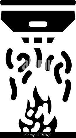 illustration vectorielle de l'icône du glyphe du détecteur d'incendie noire Illustration de Vecteur
