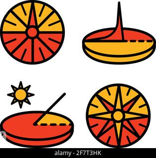 jeu d'icônes vectorielles couleur simple de sundial Illustration de Vecteur